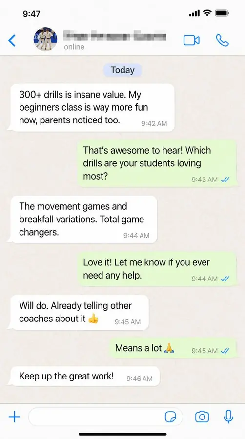 Coach feedback message 3 about the judo drills bundle